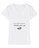 Never give up Tricou mânecă scurtă guler V Damă Evoker