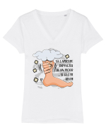 Sa-l apuci pe Dumnezeu de un picior Tricou mânecă scurtă guler V Damă Evoker