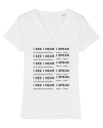 I SEE I HEAR I SPEAK Tricou mânecă scurtă guler V Damă Evoker