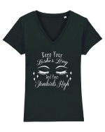 Keep your lashes long and Tricou mânecă scurtă guler V Damă Evoker