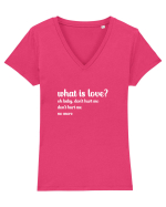 What is love? (alb) Tricou mânecă scurtă guler V Damă Evoker
