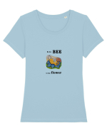 Bee Tricou mânecă scurtă guler larg fitted Damă Expresser