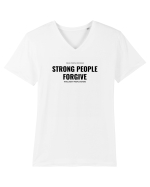 STRONG PEOPLE FORGIVE Tricou mânecă scurtă guler V Bărbat Presenter