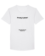 Privacy is power! Tricou mânecă scurtă guler larg Bărbat Skater