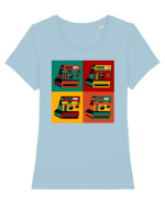 Aparat Foto Retro Vintage Tricou mânecă scurtă guler larg fitted Damă Expresser
