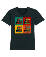 Aparat Foto Retro Vintage Tricou mânecă scurtă guler V Bărbat Presenter