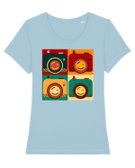 Aparat Foto Retro Vintage Tricou mânecă scurtă guler larg fitted Damă Expresser