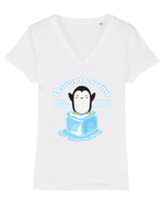 Funny Kawaii Pinguin Tricou mânecă scurtă guler V Damă Evoker