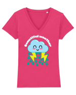 Funny Kawaii Cloud Tricou mânecă scurtă guler V Damă Evoker