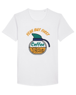 Yeah But First Coffee Tricou mânecă scurtă guler larg Bărbat Skater