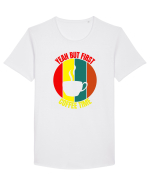 Yeah But First Coffee Tricou mânecă scurtă guler larg Bărbat Skater
