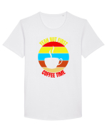 Yeah But First Coffee Tricou mânecă scurtă guler larg Bărbat Skater