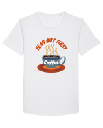 Yeah But First Coffee Tricou mânecă scurtă guler larg Bărbat Skater