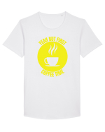 Yeah But First Coffee Tricou mânecă scurtă guler larg Bărbat Skater