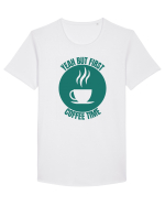 Yeah But First Coffee Tricou mânecă scurtă guler larg Bărbat Skater