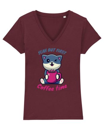 Coffee and Cat Burgundy