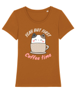Coffee and Cat Tricou mânecă scurtă guler larg fitted Damă Expresser