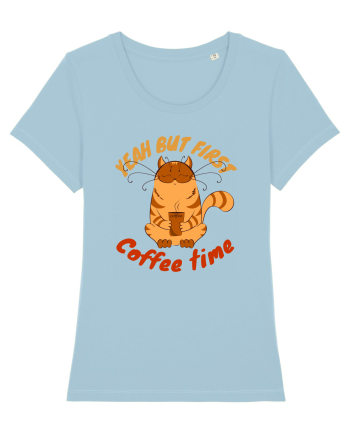 Coffee and Cat Sky Blue