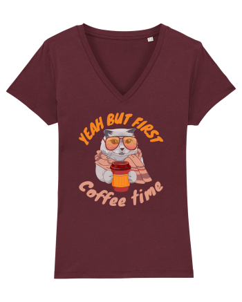 Coffee and Cat Burgundy