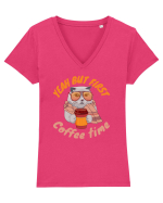 Coffee and Cat Tricou mânecă scurtă guler V Damă Evoker