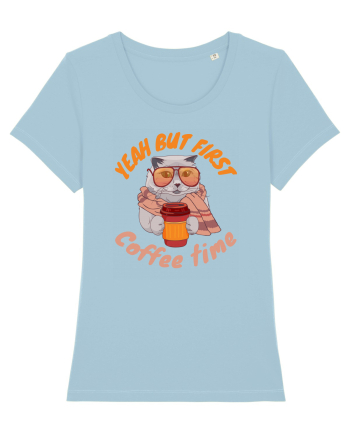 Coffee and Cat Sky Blue
