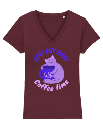 Coffee and Cat Burgundy