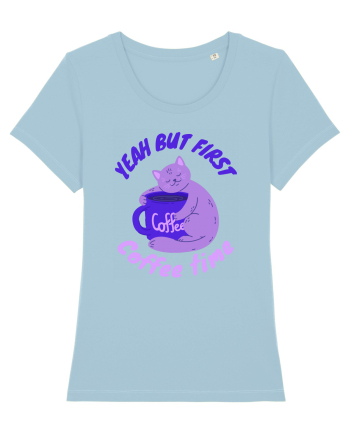 Coffee and Cat Sky Blue