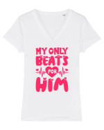 My Only Beats for Him / pentru cupluri Tricou mânecă scurtă guler V Damă Evoker