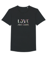Love is Awesome Tricou mânecă scurtă guler larg Bărbat Skater