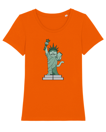 The Cat Statue of Liberty Bright Orange