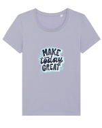 Make today GREAT Tricou mânecă scurtă guler larg fitted Damă Expresser