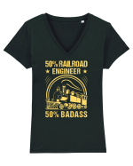 50% Railroad Engineer 50% Badass Tricou mânecă scurtă guler V Damă Evoker