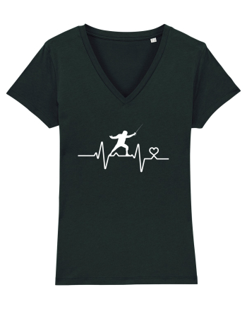 Heart Beat I love fencing Black