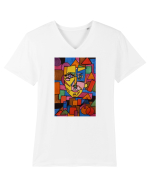 Portret Abstract Tricou mânecă scurtă guler V Bărbat Presenter