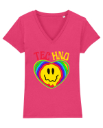 Techno Music Lover  Tricou mânecă scurtă guler V Damă Evoker