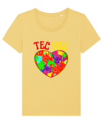 Techno Music Lover  Tricou mânecă scurtă guler larg fitted Damă Expresser