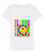 Techno Music Lover  Tricou mânecă scurtă guler V Damă Evoker