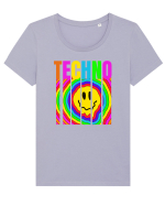 Techno Music Lover  Tricou mânecă scurtă guler larg fitted Damă Expresser