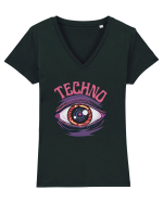 Techno Music Lover  Tricou mânecă scurtă guler V Damă Evoker