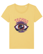 Techno Music Lover  Tricou mânecă scurtă guler larg fitted Damă Expresser