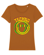 Techno Music Lover  Tricou mânecă scurtă guler larg fitted Damă Expresser
