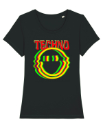 Techno Music Lover  Tricou mânecă scurtă guler larg fitted Damă Expresser