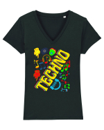 Techno Music Lover  Tricou mânecă scurtă guler V Damă Evoker