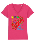 Techno Music Lover  Tricou mânecă scurtă guler V Damă Evoker