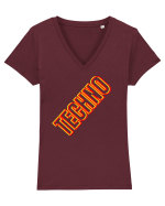 Techno Music Lover  Tricou mânecă scurtă guler V Damă Evoker