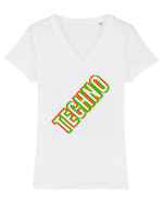Techno Music Lover  Tricou mânecă scurtă guler V Damă Evoker