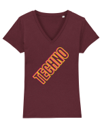 Techno Music Lover  Tricou mânecă scurtă guler V Damă Evoker