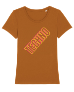 Techno Music Lover  Tricou mânecă scurtă guler larg fitted Damă Expresser