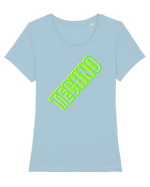 Techno Music Lover  Tricou mânecă scurtă guler larg fitted Damă Expresser