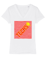 Techno Music Lover  Tricou mânecă scurtă guler V Damă Evoker